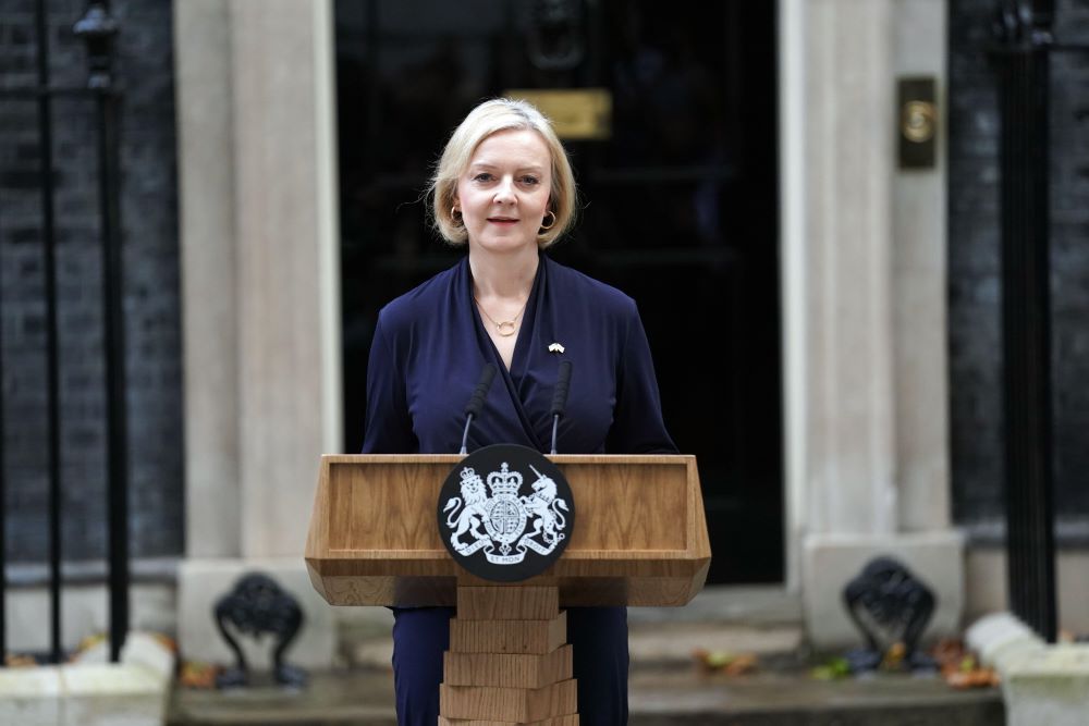 Liz Truss announces her resignation in Downing Street